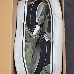 Vans Green Camouflage Slip-On Shoes